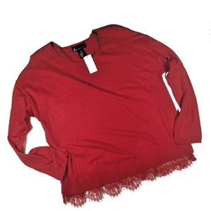 Lane Bryant Red Lace Trim Sweater